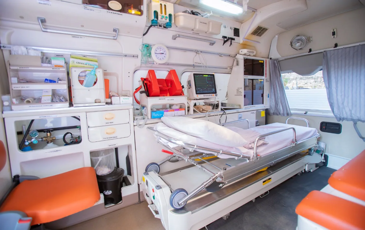 Inside our ambulance