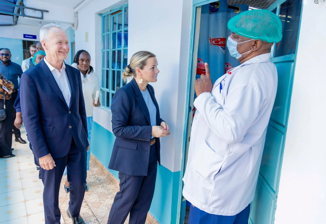 Members of the health centre team welcoming visitors